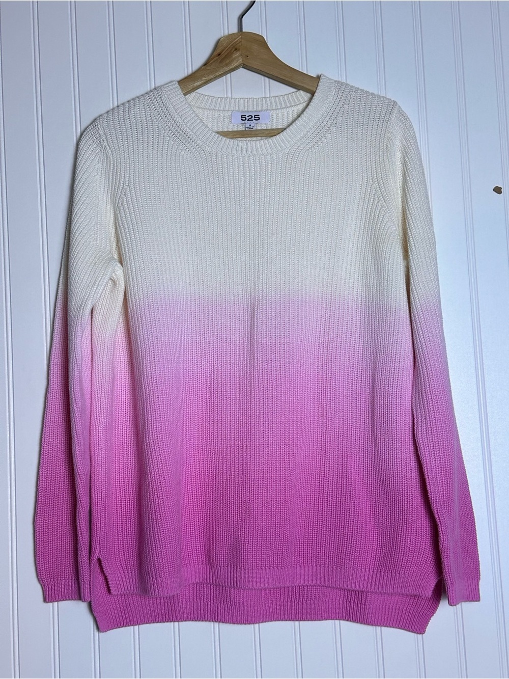 525 America ombre dip-dyed pullover shaker-stitch sweater cotton Crew neck Small